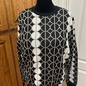 New YAL Geometric Black and White Sweater XL